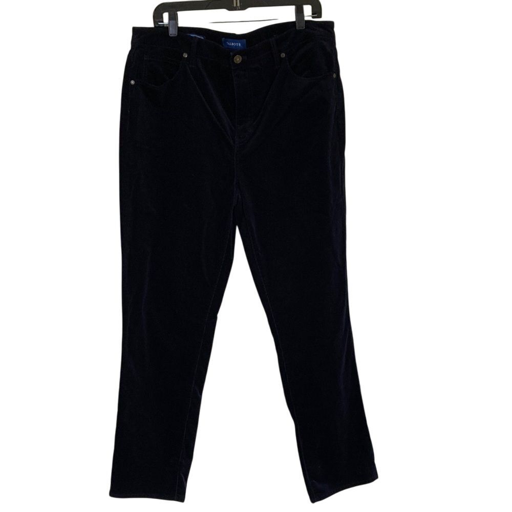 Talbots High Waist Straight Leg Corduroy Navy Pants Size 16